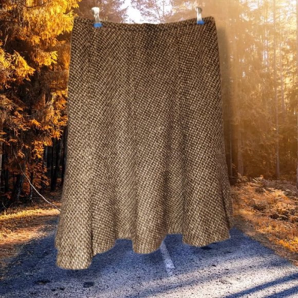 Lane Bryant brown & cream wool skirt, size 24 - Picture 1 of 5